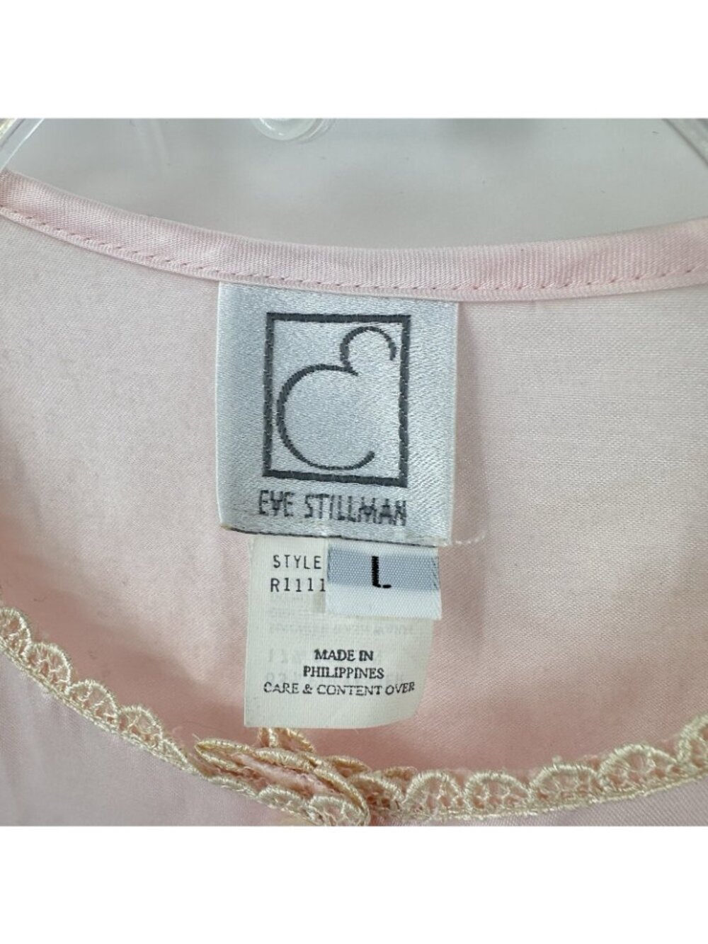 vintage EVE STILLMAN satin pink robe housedress LARGE cottagecore lounge lace - Picture 9 of 11